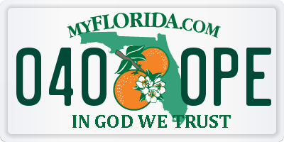FL license plate 0400PE