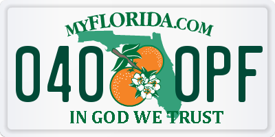 FL license plate 0400PF