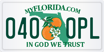 FL license plate 0400PL