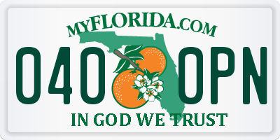 FL license plate 0400PN