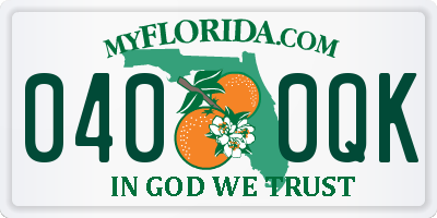 FL license plate 0400QK