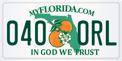 FL license plate 0400RL