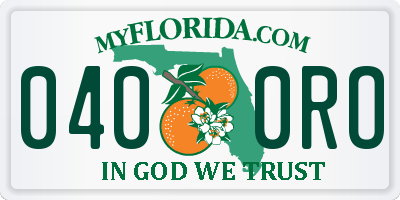 FL license plate 0400RO