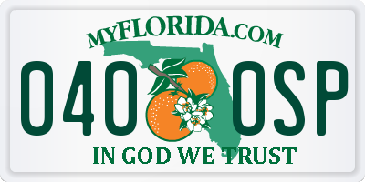 FL license plate 0400SP