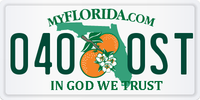 FL license plate 0400ST