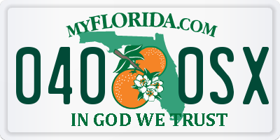 FL license plate 0400SX