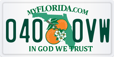 FL license plate 0400VW