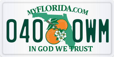FL license plate 0400WM