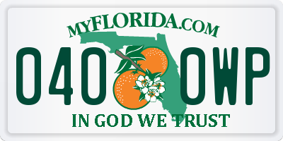 FL license plate 0400WP