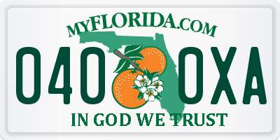 FL license plate 0400XA