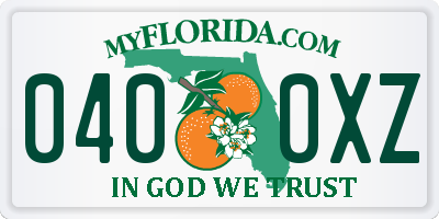 FL license plate 0400XZ