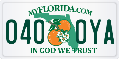 FL license plate 0400YA