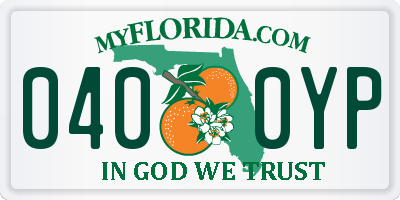 FL license plate 0400YP