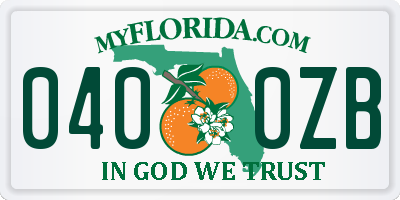 FL license plate 0400ZB