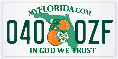 FL license plate 0400ZF