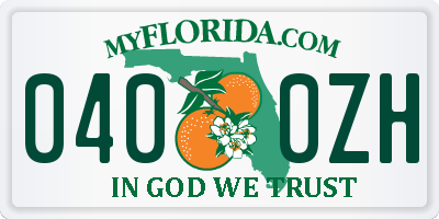 FL license plate 0400ZH