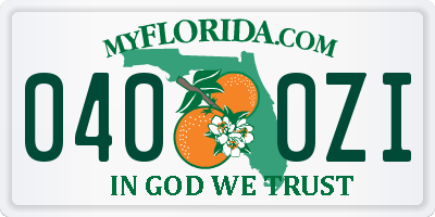 FL license plate 0400ZI