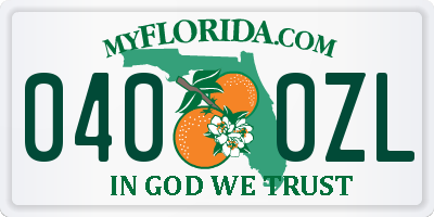 FL license plate 0400ZL
