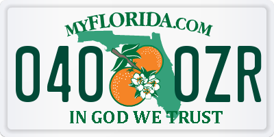 FL license plate 0400ZR