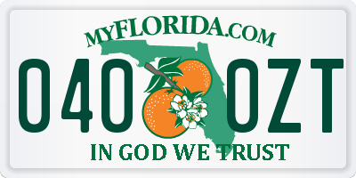 FL license plate 0400ZT