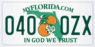 FL license plate 0400ZX