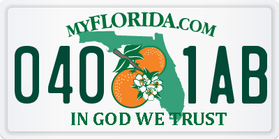 FL license plate 0401AB