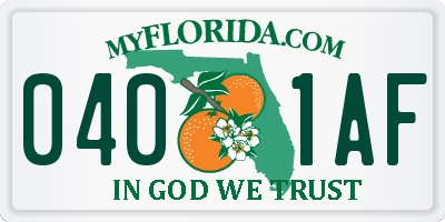 FL license plate 0401AF