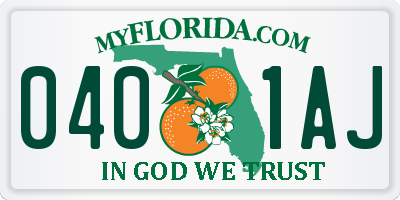 FL license plate 0401AJ