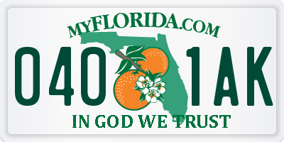 FL license plate 0401AK