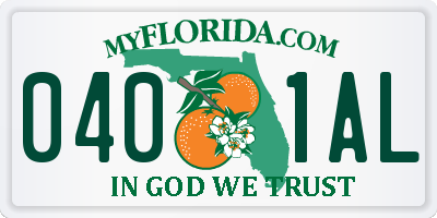 FL license plate 0401AL