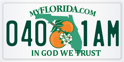 FL license plate 0401AM