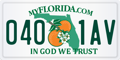 FL license plate 0401AV