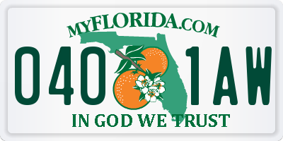 FL license plate 0401AW
