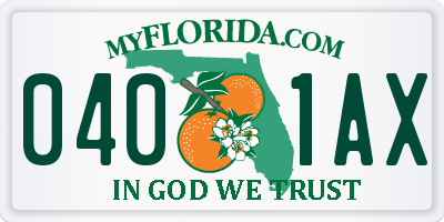 FL license plate 0401AX