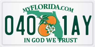 FL license plate 0401AY