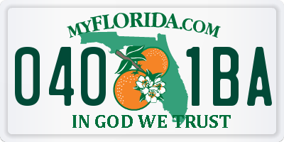 FL license plate 0401BA