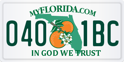 FL license plate 0401BC
