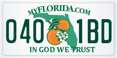 FL license plate 0401BD