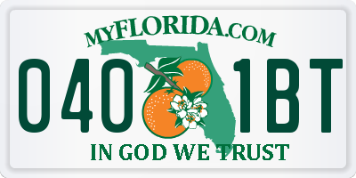 FL license plate 0401BT
