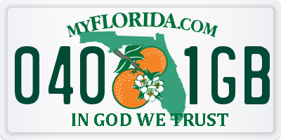 FL license plate 0401GB