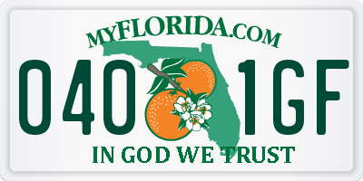 FL license plate 0401GF