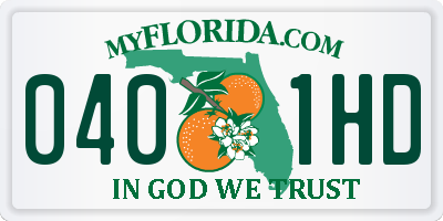 FL license plate 0401HD