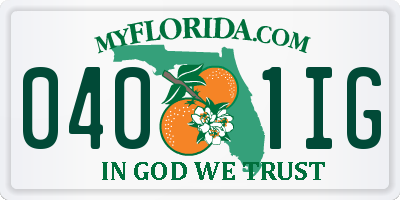FL license plate 0401IG
