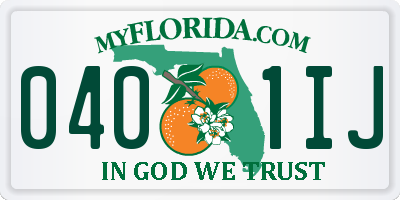 FL license plate 0401IJ