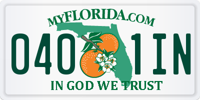 FL license plate 0401IN