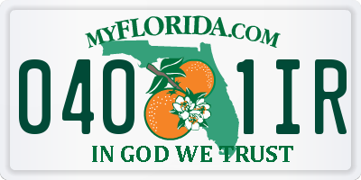 FL license plate 0401IR