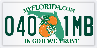 FL license plate 0401MB