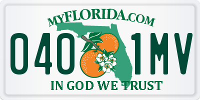 FL license plate 0401MV