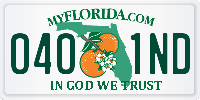 FL license plate 0401ND