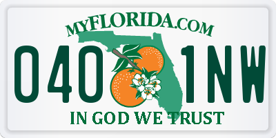 FL license plate 0401NW